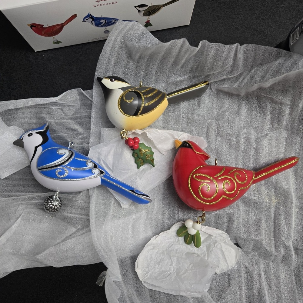 Hallmark Birds Of Beauty Outside Oversized Ornament Set Of 3 MIB